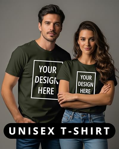Image of Peppyzone Customised T Shirt for Men & Women | Cotton Unisex Personalised Photo & Text Printed Customized Tshirt | Custom Printing T-Shirt with Name, Logo, & Design