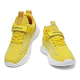 GSLMOLN Kids Girls Shoes Boys Gym Running Tennis Shoes Lightweight Fashion Sports Sneakers for Little Kids/Big Kids Yellow 12