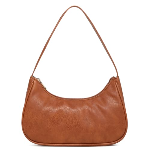Image of Afashor Shoulder Bags for Women Vegan Leather Hobo Sling Tote Handbag Retro Clutch Purse with Zipper Closure