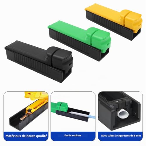 Yuiturt Lot de 3 machines à tuber les cigarettes - Pour tubes de 8 mm - Jaune, vert et noir – vue 3