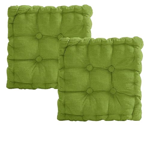 bechoanigel Juego de 2 Cojines para Sillas, 40 x 40 cm Cojines Sillas Gruesos, Cojin Silla para Exterior e Interior, para Sillas de Jardín, Cocina, Balcón, Comedor (Verde, Cuadrado)