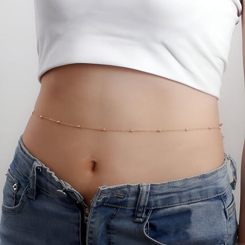 Image of VAMA FASHIONS 18K Gold Plated Anti Tarnish Waterproof Adjustable Waist Hip Body Belly Chain Belt Combo Beach Jewelry Saree Kamarbandh Chain for Women & Girls