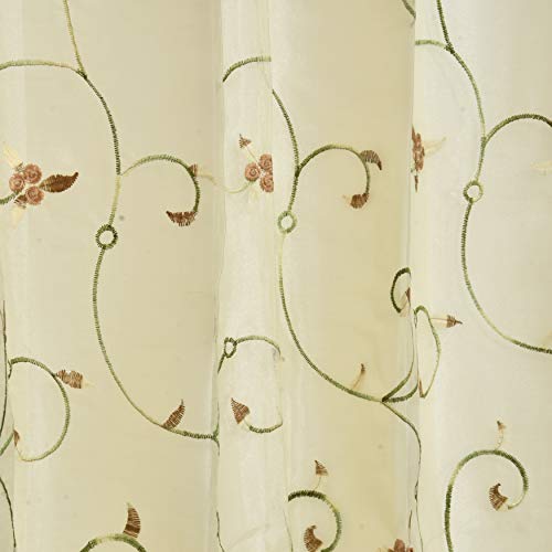 Image of Polyester Floral Embroidery Door Curtains for Living Room /Bedroom (9 Feet, Sky Embroidery + White Blackout) Set of 2 Pieces