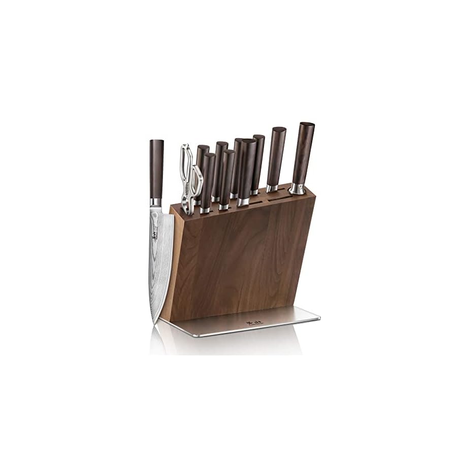 Cangshan-HAKU-Series-501196-X-7-Damascus-Steel-Forged-12-piece-HUA-Knife-Block-Set Cangshan HAKU Series 12-Piece Knife Block Set, Forged X-7 Damascus Steel, HUA Walnut Block, 501196