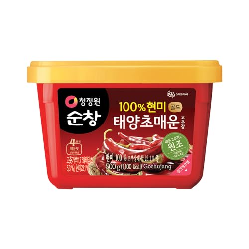 Chung Jung One O'Food Hot Gochujang 1.1lb, Korean Red Chili Pepper Paste, Spicy, Sweet and Savory Sauce, Traditional Fermented Condiment, 100% Brown Rice