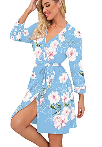 PrinStory Women Kimono Robes Short Lightweight Robe Soft Knit Sleepwear Casual Knit Bathrobe Ladies Loungewear - Image 4