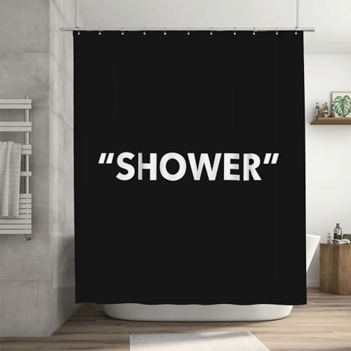Ohocut Black Shower Curtain, Minimalist Funny Bathroom Shower Curtains, Aesthetic Shower Curtains for Bathroom, 120 GSM Heavy Duty Polyester Fabric Waterproof Shower Curtain 72''x72'' by Ohocut - Used condition - US$14.43