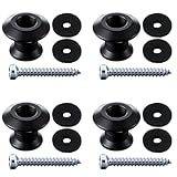 Feekoon 4 Set Guitar Strap Button Compatible with Dunlop Straplok, Dual Design Strap Locks Electric Guitar, 360° Rotating Lock Button for Bass/Ukulele (Black)