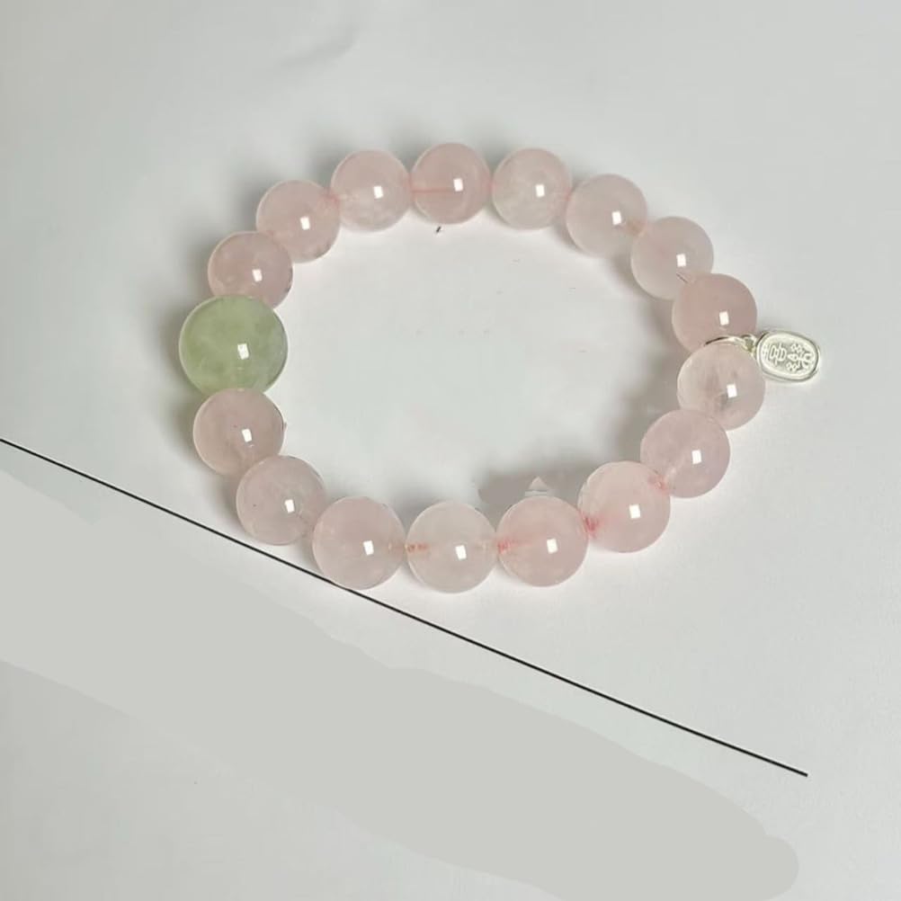 Bracciale Elasticizzato in Vero Quarzo Rosa per Donna, Braccialetto d'Amore in Cristallo Rosa Naturale, Regalo per lei, Amicizia, Cura di sé, Compleanno, buona Fortuna
