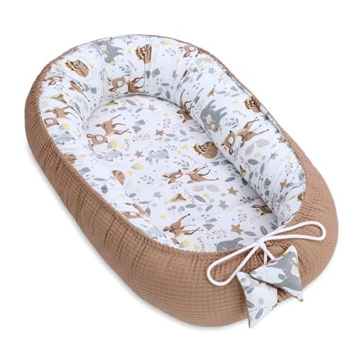 Totsy Baby Réducteur de Lit Bébé 90x50cm Cocon en Gaufre de Coton Polyvalent pour Couffin Nid d'ange et Naissance idéal pour garçons et Filles Cerf Brun