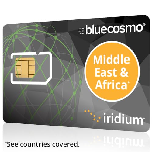 Image of BlueCosmo Iridium Middle East Africa 500 Minute Prepaid Satellite Phone SIM Card - 1 Year Expiry - 500 Voice Minutes - 1000 Text Messages - No Activation or Monthly Fees - MEA