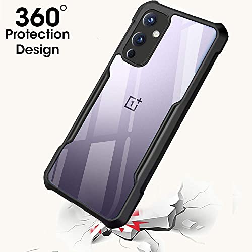 Image of WOW IMAGINE Shockproof Crystal Clear Back Cover Case for OnePlus 9 5G | 1+9 5G (Hard | Hybrid PC + TPU | Full Armour Device & Camera Protection | Black)