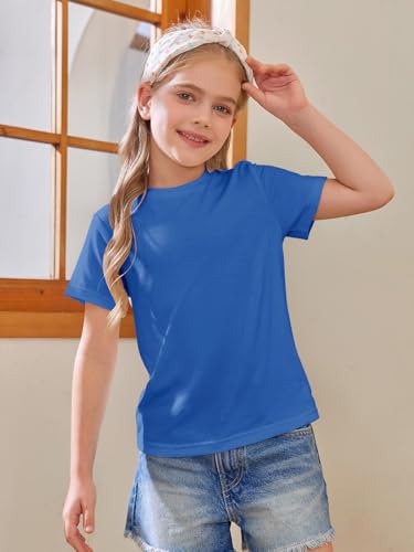 Image of Girls Short Sleeve T Shirts Kids Summer Tops Crewneck Tees 5-14 Years