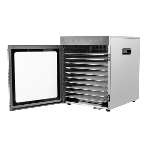 BJTDLLX 10 Fach Dörrautomat Edelstahl Deluxe Dörrgerät Food Dehydrator 30-90℃ Temperaturregler Dörrautomaten - für Lebensmittel Fleisch Früchte Gemüse - 24H Timer-Funktion - 800 Watt – Bild 8