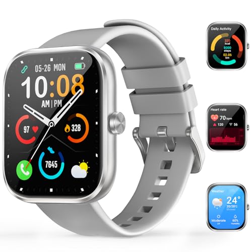Smart Watch for Men Women(Answer/Make Calls), 1.83" HD Fitness Watch, with Heart Rate/Sleep Monitor, 110+ Sports Modes Fitness Tracker with Step Counter, IP68 Waterproof, for Android iOS, Silver