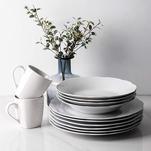 Y Yhy Ceramic Dinner Plates, 10 Inch Porcelain Plates For Christmas Dinner, Serving Dish Set Of 6, Modern Off-White Plates For Kitchen, Microwave & Dishwasher Safe, Scratch Resistant #TOP3