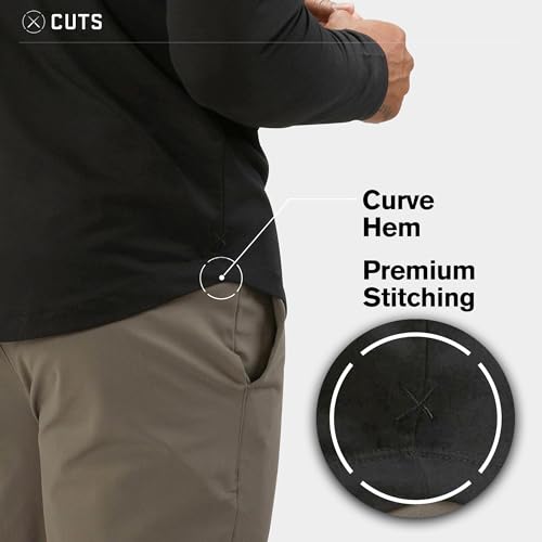 Clothing Men's Premium AO Casual Crew Neck Long Sleeve Shirt | Classic Curve Hem | PYCA Pro Soft Fabric2