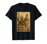 Un chevalier médiéval vintage chevauche un dragon avec des châteaux gothiques, un design d'art esthétique fantastique. Superbe tenue de festival médiévale pour hommes, tenue de foire Renaissance pour femmes, fans de l'âge sombre historique, médiéval.