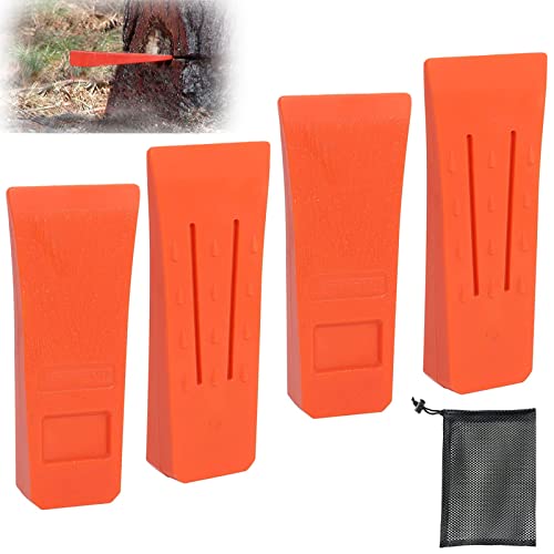 Intckwan 6' Kettensägen Fällkeil mit Spikes für Sicheres Fällen, Spaltkeil für Holz aus ABS-Kunststoff mit Tasche, Robust und Langlebig, Forst Zubehör Wald, Zubehörwerkzeug für Holzfäller (4 Stück)