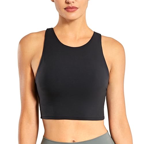 CRZ YOGA Butterluxe Femmes Dos en Y Col haut Palangre Brassière de Sport - Rembourré Yoga Débardeurs Courts Noir 40