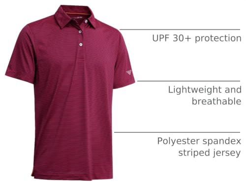 Image of Men's Golf Polo Shirts Short Sleeve Striped Performance Moisture Wicking Dry Fit Golf Shirts for Men