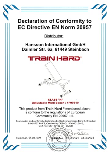 TrainHard® Halterbank, variabele schuine bank, negatief/plat, getest en gecertificeerd volgens DIN EN 957 - Image 4