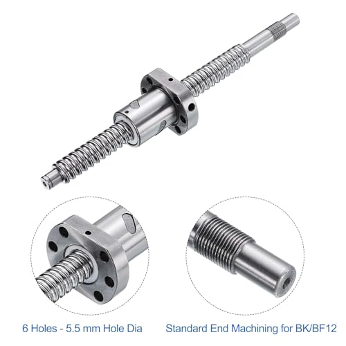 QUARKZMAN BallScrew SFU1605 (Durchmesser 16mm, Steigung 5mm, Länge 220mm) mit Kugelumlaufspindel-Mutter Ball Screw Kit Standard-Endbearbeitung für BK/BF12 CNC-Maschinenteile
