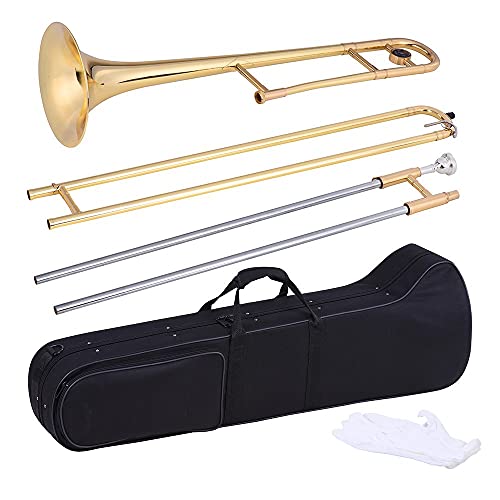 Btuty Trombone Alto - En laiton doré laqué - Avec embouchure en cuivre et nickel Avec étui de nettoyage (Doré)