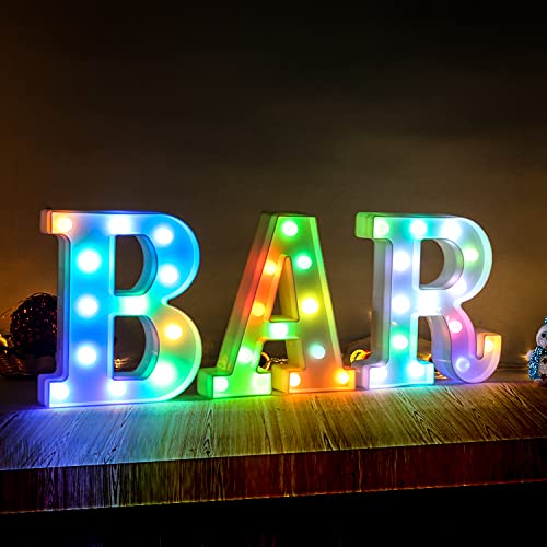 Marquee Light Up Letters Led Letter Lights Alphabet Battery Powered Seven Colors Auto-Changing Lighted Letters For Party Birthday Wedding Bar Christmas Girls Room Decoration L #TOP3