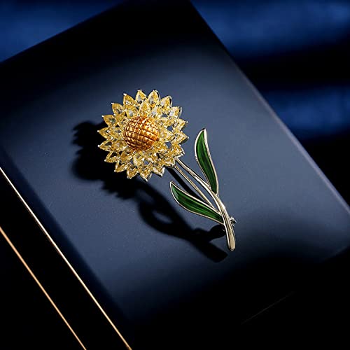 Broche de girasol de cobre con oro para transformar vestidos sencillos 3