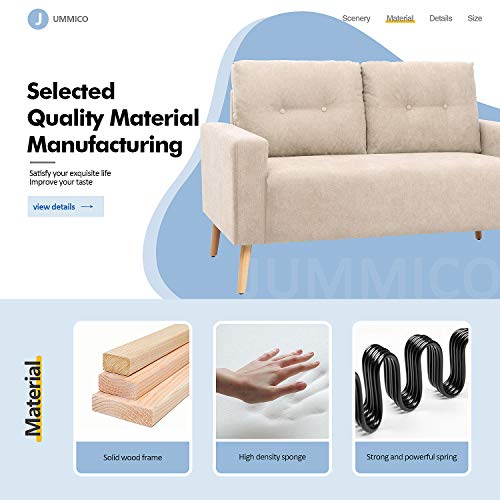 image for JUMMICO Modern Loveseat Sofa Fabric Couch Mid Century Love Seat with 2
