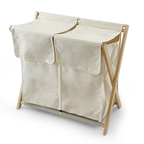 DAFFY - Juego de 2 bolsas para la colada, plegable, extraíble, color natural