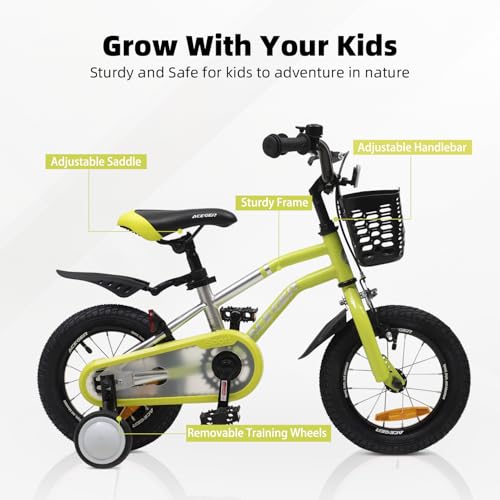 Image of ACEGER Kids Bike for Ages 2-12 Years Old Boys Girls and Toddler, 12 14 16 18 Inch Children Bicycle with Training Wheels, 20 Inch Bike with Kickstand, Multiple Colors.