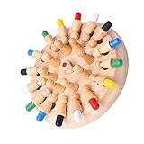 SAFIGLE 1 セット 楽しいメモリーチェス パズルおもちゃ カラーマッチングチェスのおもちゃ メモリーチェスゲームのおもちゃ 赤ちゃん ボード 味 木製