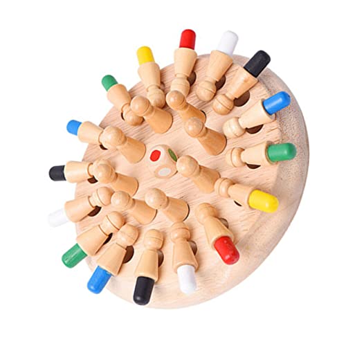 SAFIGLE 1 セット 楽しいメモリーチェス パズルおもちゃ カラーマッチングチェスのおもちゃ メモリーチェスゲームのおもちゃ 赤ちゃん ボード 味 木製