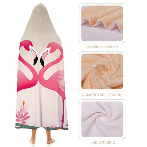 Cape à capuche flamants roses fleurs : la solution confort bureau et canapé