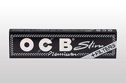 OCB Black Slim Papers with Filter Tips (10x32/32) Tips Black Filter by OCB