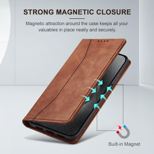 Image of Jasonyu Flip Wallet Case for iPhone 15 Pro Max,Brown