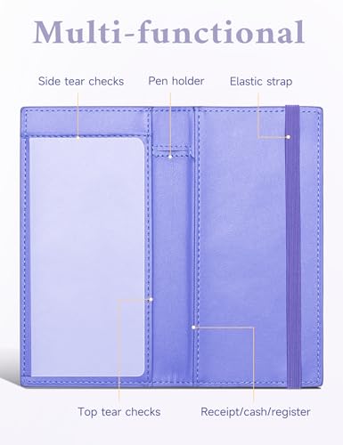 Image of Zreal Checkbook Cover for Men and Women, Premium Vegan Leather Checkbook Holder for Top & Side Tear Duplicate Checks with RFID Blocking (Lavender Blue)