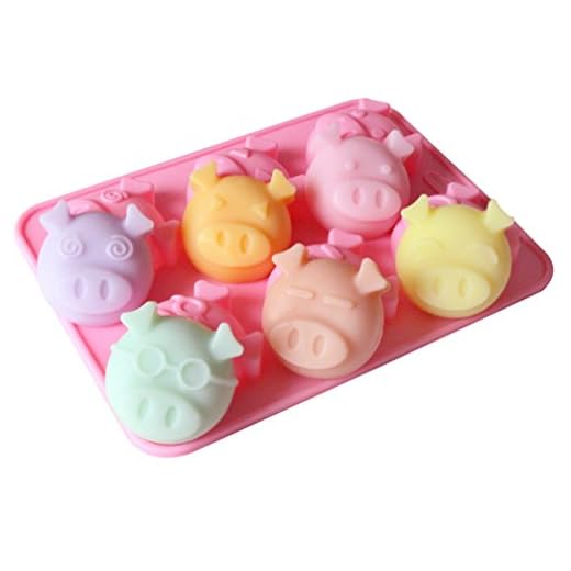 Freessom Moulessilicone Patisserie Gâteau Original Cake 6 Trous Cochon Animal Mignon Kawaii Résistant Muffin Biscuit Cookies Dessert Enfant Anniversaire DIY