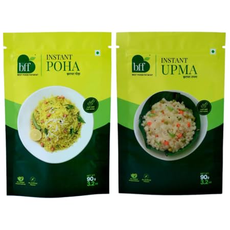 Image of Quick Breakfast Duo: Instant Poha & Instant Upma (90g each) | Indian Breakfast Mix | Just Add Hot Water | Quick & Easy Meal for Home, Office & Travel