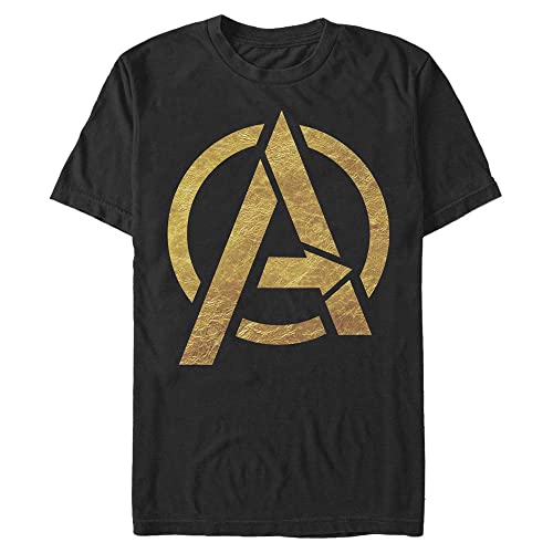 T-shirt Avengers Marvel grande taille 3XL noir imprimé feuille d'or