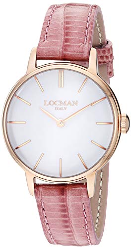 Locman Italy Women's 1960 Collection Stainless Steel Quartz Watch with Leather Strap, Pink
