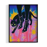 Black Cat Retro Poster Unframed, Neon Witchy Wall Art Print, Vaporwave Cat Illustration, Psychedelic Gothic 80s Pop Art