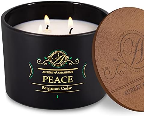 Scented Candles, Soy, 3 Wick Large Candles for Home Scented, Great Gifts for Women, Stress Relief, Housewarming, Birthday, Anniversary, Aromatherapy Candles (Peace -Bergamot Cedar)