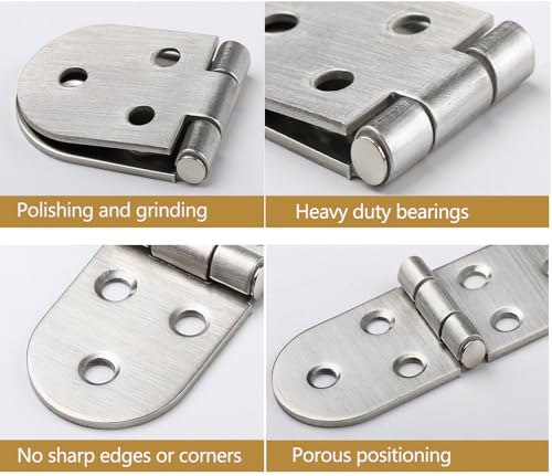 4 Stück 180 Grad Scharniere Klappbar Runde Klappscharnier Edelstahl Klappenscharnier Mini MöBelscharnier Aufschraubscharnier für Klapptisch, Schrank, Garderobe, Holzkiste, Möbel, Nähmaschinen(Silber)