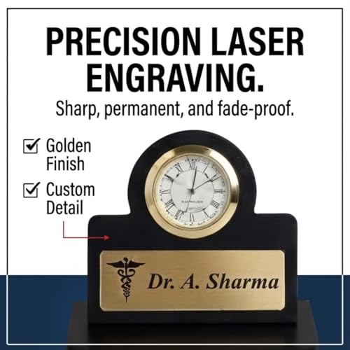 Image of ncgifts doctor pen stand with name and clock | perfect doctor gift for men and women | Customized Desk Organizer for Doctors and Medical Aspirants with Apron /Coat Shape Pencil Holder