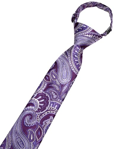 Image of Hi-Tie Boys Tie Pre-Tied Pocket Square Set Adjustable Kids Neckties Age 7-11 Years School UniForm Graduation