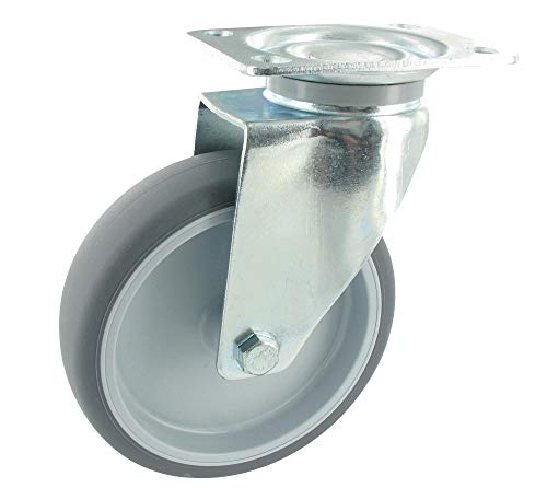 Rollentechnik Apparaterollen Lenkrolle ohne Feststeller Ø75mm TPE Gummi Anschraubplatte