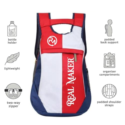 Image of 25L Waterproof Lightweight Backpack for Men & Women, Stylish School College Travel Gym Bag with Organizer Compartments, Bottle Holder, Padded Shoulder Straps & Back Support